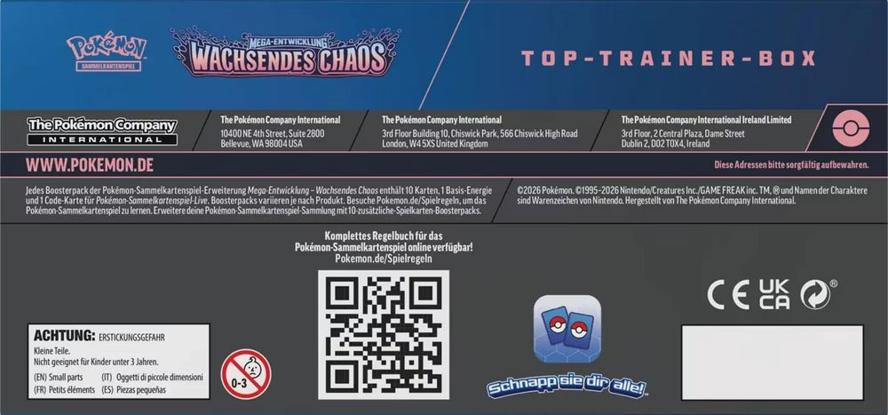 Pokémon TCG ME04 Wachsendes Chaos Top-Trainer-Box DE